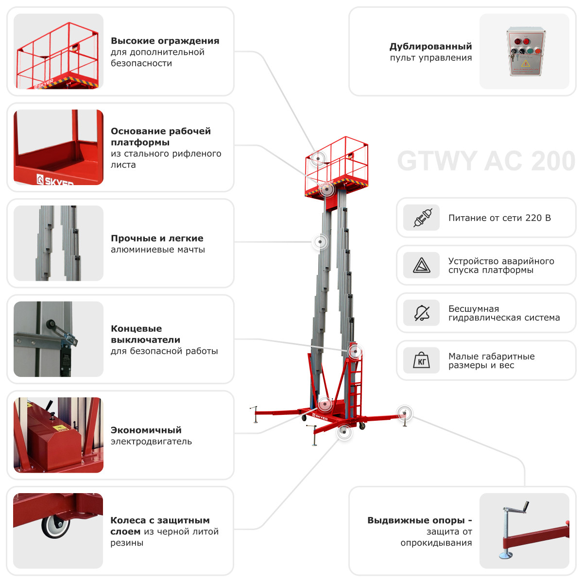 8 - Двухмачтовый подъемник SKYER GTWY8-200