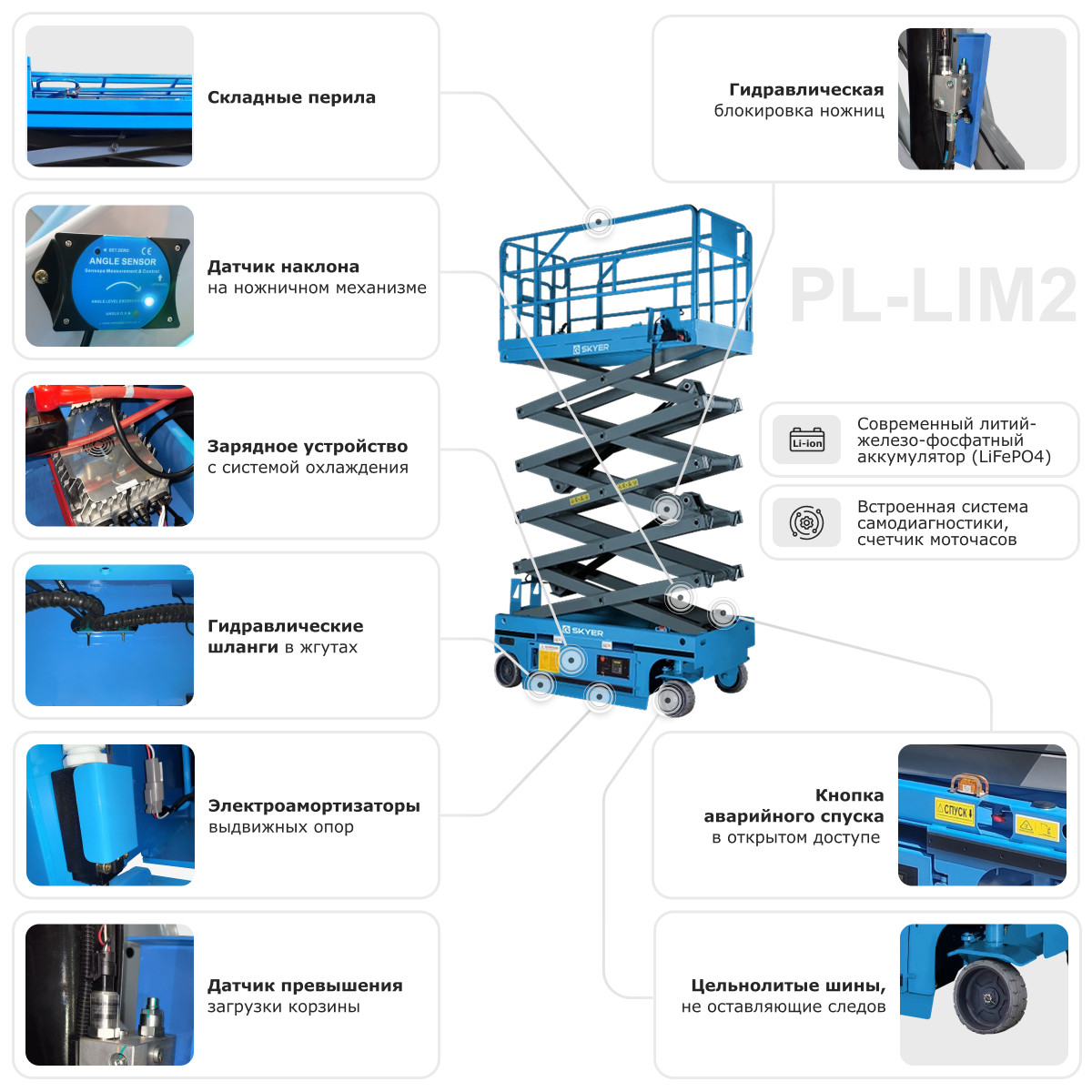 1 - Самоходный ножничный подъемник с выдвижной платформой SKYER PL1435-LiM2